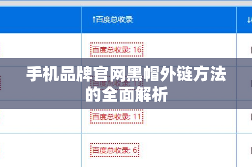 手机品牌官网黑帽外链方法的全面解析