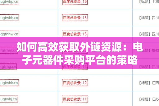 如何高效获取外链资源：电子元器件采购平台的策略