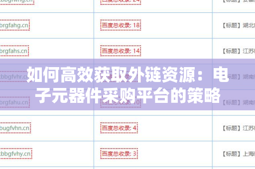 如何高效获取外链资源：电子元器件采购平台的策略