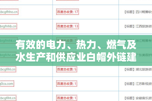 有效的电力、热力、燃气及水生产和供应业白帽外链建设策略