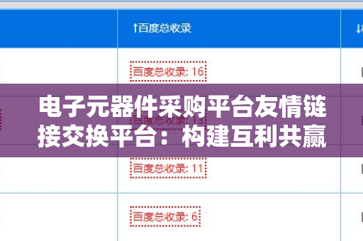 电子元器件采购平台友情链接交换平台：构建互利共赢的网络合作环境