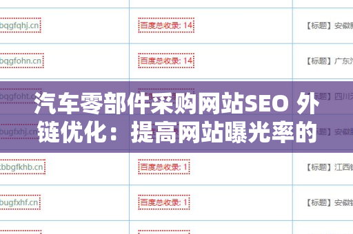 汽车零部件采购网站SEO 外链优化：提高网站曝光率的关键策略