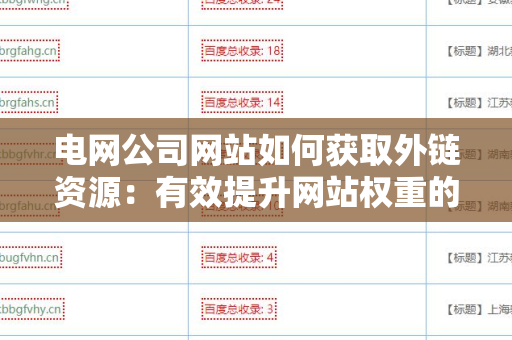电网公司网站如何获取外链资源：有效提升网站权重的策略
