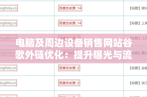 电脑及周边设备销售网站谷歌外链优化：提升曝光与流量的关键策略