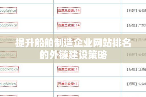 提升船舶制造企业网站排名的外链建设策略