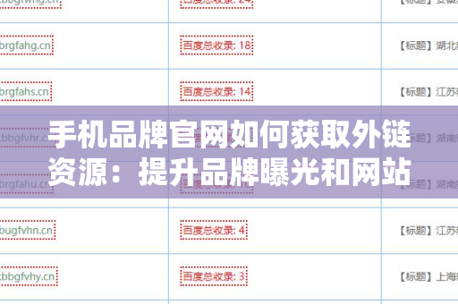 手机品牌官网如何获取外链资源：提升品牌曝光和网站权重的策略
