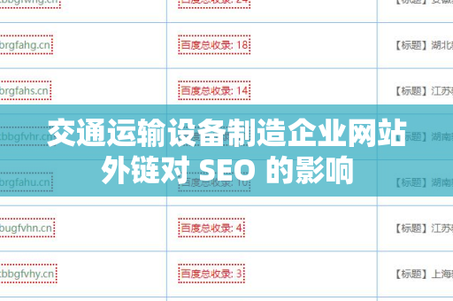 交通运输设备制造企业网站外链对 SEO 的影响