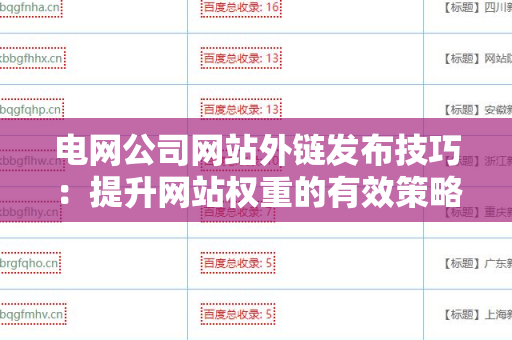电网公司网站外链发布技巧：提升网站权重的有效策略