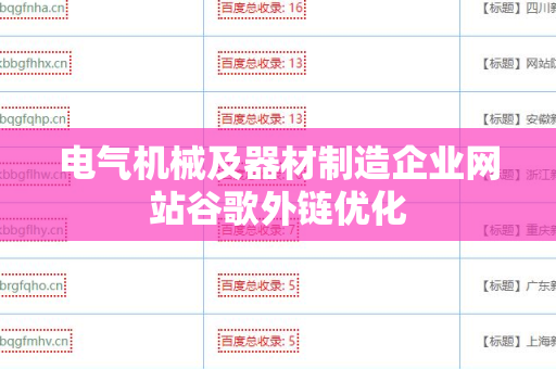 电气机械及器材制造企业网站谷歌外链优化