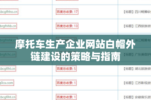 摩托车生产企业网站白帽外链建设的策略与指南