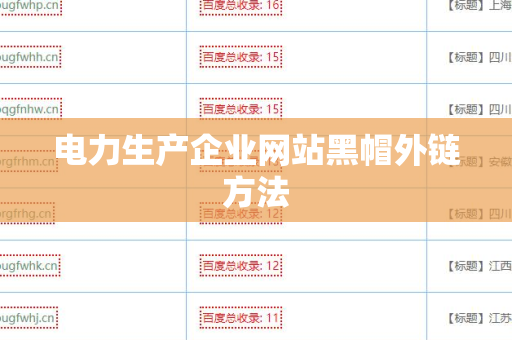 电力生产企业网站黑帽外链方法