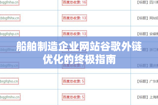 船舶制造企业网站谷歌外链优化的终极指南