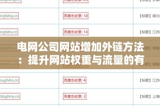 电网公司网站增加外链方法：提升网站权重与流量的有效策略