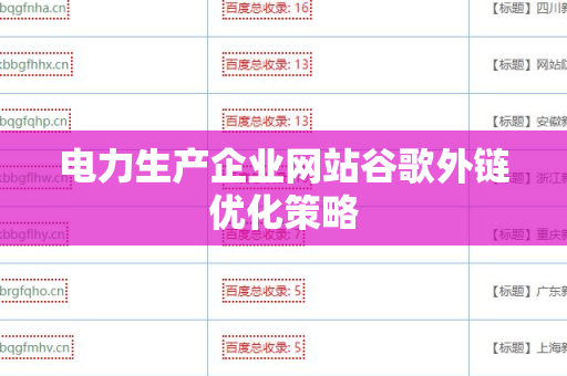 电力生产企业网站谷歌外链优化策略