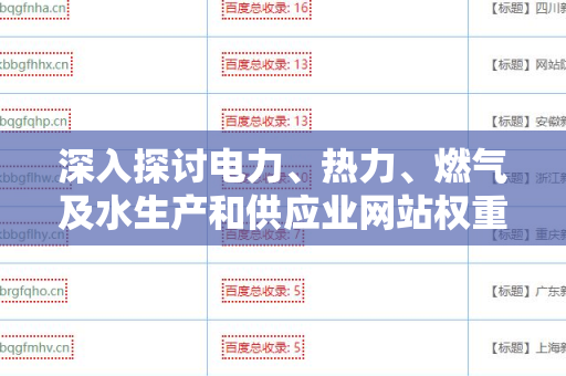 深入探讨电力、热力、燃气及水生产和供应业网站权重与外链关系