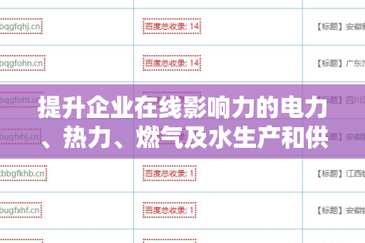 提升企业在线影响力的电力、热力、燃气及水生产和供应业外链建设策略