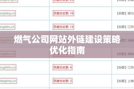 燃气公司网站外链建设策略优化指南