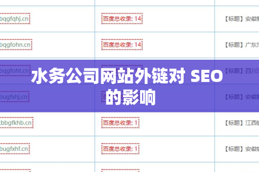 水务公司网站外链对 SEO 的影响