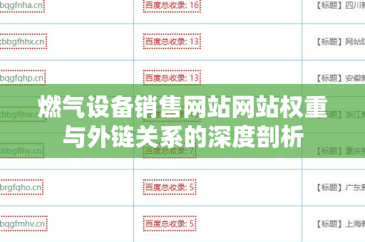 燃气设备销售网站网站权重与外链关系的深度剖析