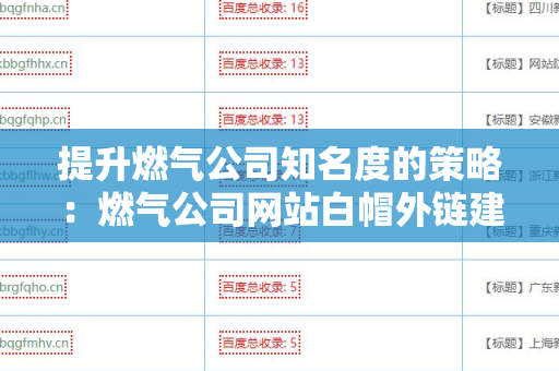 提升燃气公司知名度的策略：燃气公司网站白帽外链建设