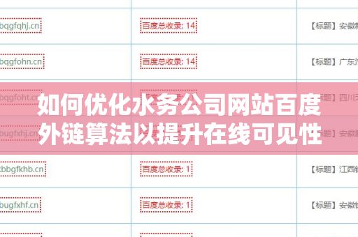 如何优化水务公司网站百度外链算法以提升在线可见性