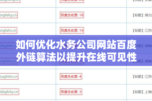 如何优化水务公司网站百度外链算法以提升在线可见性