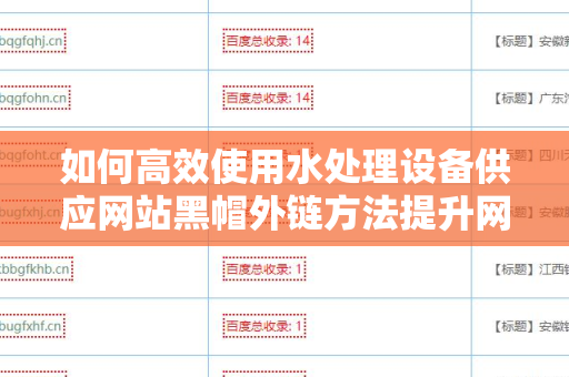 如何高效使用水处理设备供应网站黑帽外链方法提升网站流量？