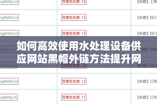 如何高效使用水处理设备供应网站黑帽外链方法提升网站流量？