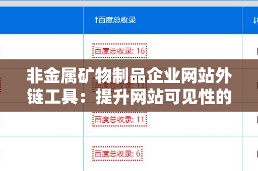 非金属矿物制品企业网站外链工具：提升网站可见性的利器