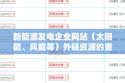 新能源发电企业网站（太阳能、风能等）外链资源的重要性与策略