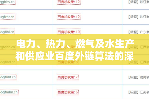 电力、热力、燃气及水生产和供应业百度外链算法的深度解析
