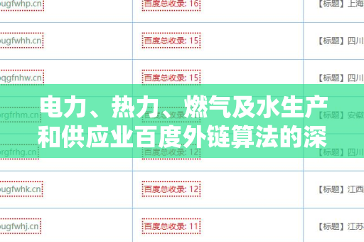 电力、热力、燃气及水生产和供应业百度外链算法的深度解析