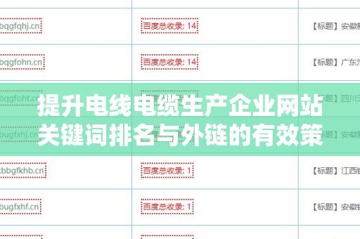 提升电线电缆生产企业网站关键词排名与外链的有效策略