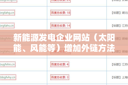新能源发电企业网站（太阳能、风能等）增加外链方法