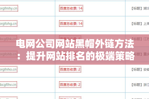 电网公司网站黑帽外链方法：提升网站排名的极端策略