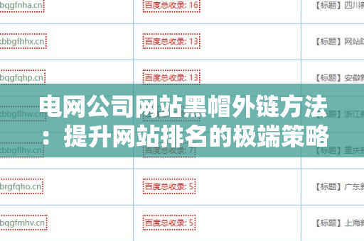 电网公司网站黑帽外链方法：提升网站排名的极端策略
