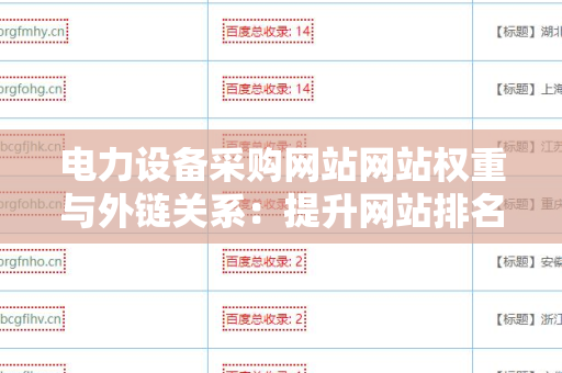电力设备采购网站网站权重与外链关系：提升网站排名的关键