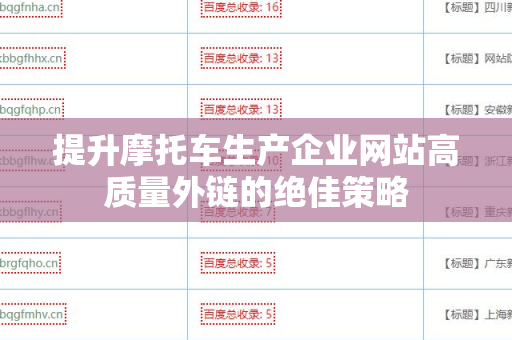 提升摩托车生产企业网站高质量外链的绝佳策略