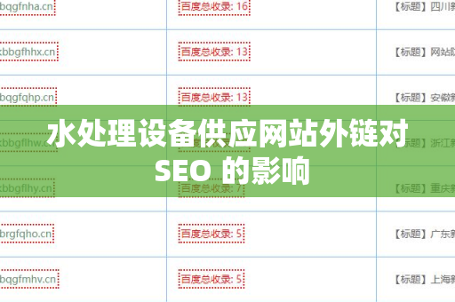 水处理设备供应网站外链对 SEO 的影响