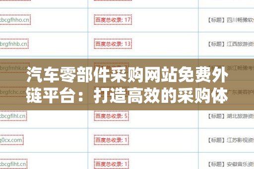 汽车零部件采购网站免费外链平台：打造高效的采购体验