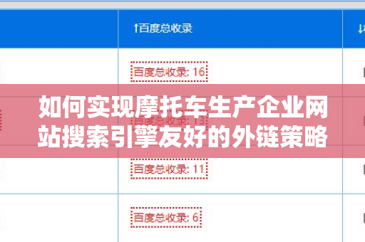 如何实现摩托车生产企业网站搜索引擎友好的外链策略