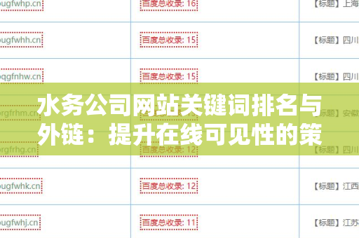 水务公司网站关键词排名与外链：提升在线可见性的策略