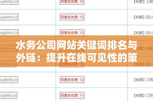 水务公司网站关键词排名与外链：提升在线可见性的策略