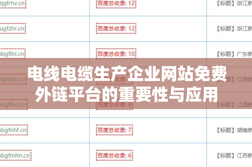 电线电缆生产企业网站免费外链平台的重要性与应用