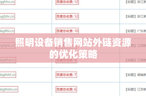 照明设备销售网站外链资源的优化策略