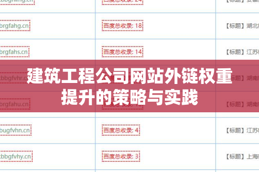 建筑工程公司网站外链权重提升的策略与实践