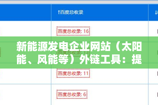 新能源发电企业网站（太阳能、风能等）外链工具：提升网站权重与流量的有效策略