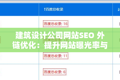 建筑设计公司网站SEO 外链优化：提升网站曝光率与用户转化率