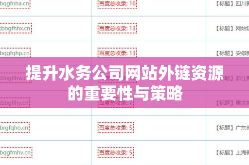 提升水务公司网站外链资源的重要性与策略