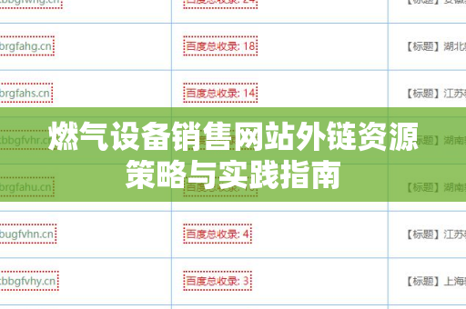 燃气设备销售网站外链资源策略与实践指南